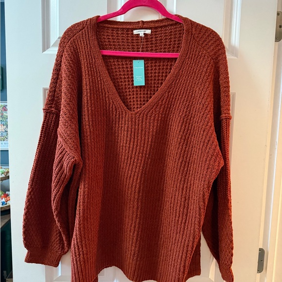Maurices Sweaters - Maurices V-Neck Sweater in Warm Rust